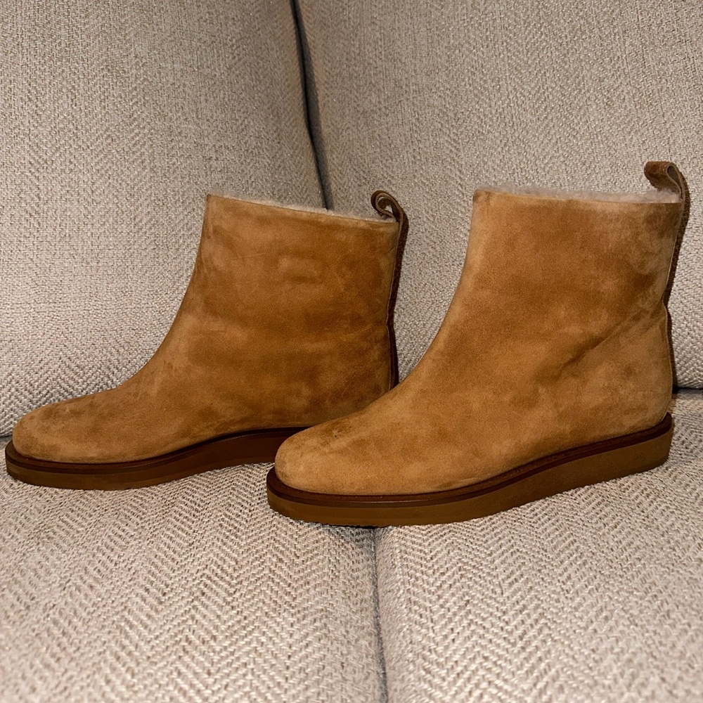 Tamara Mellon shearling lined brown ankle boots